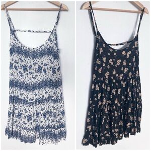Brandy Melville JADA dress bundle - blue and black floral open back dresses